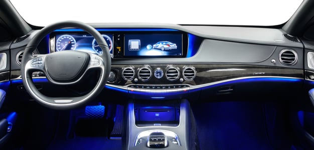 modern car cockpit dashboard with quality car audio system